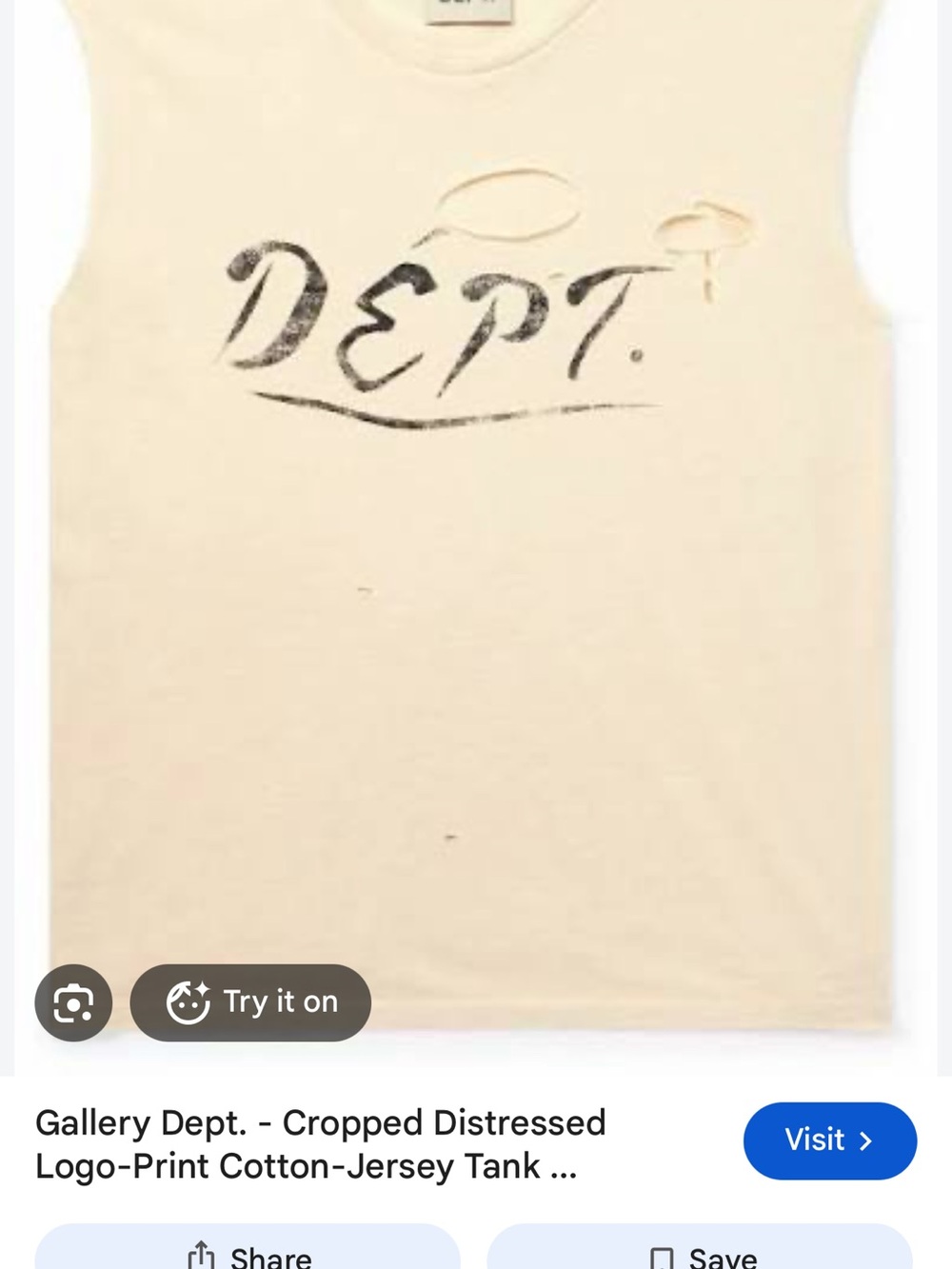Gallery Dept Cream Distressed Logo Kids Tank